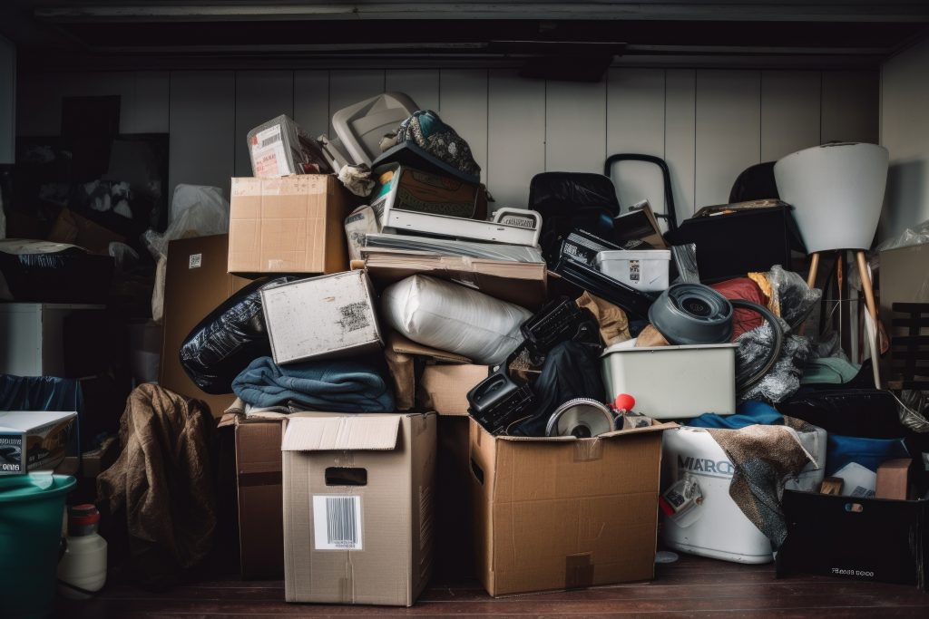 container of decluttered items, ready to be donated or sold, created with generative ai